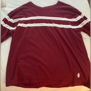 free people large long sleeve maroon